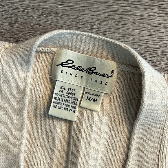 Eddie Bauer Men's Cream Button-Up Vest m - Picture 4 of 4